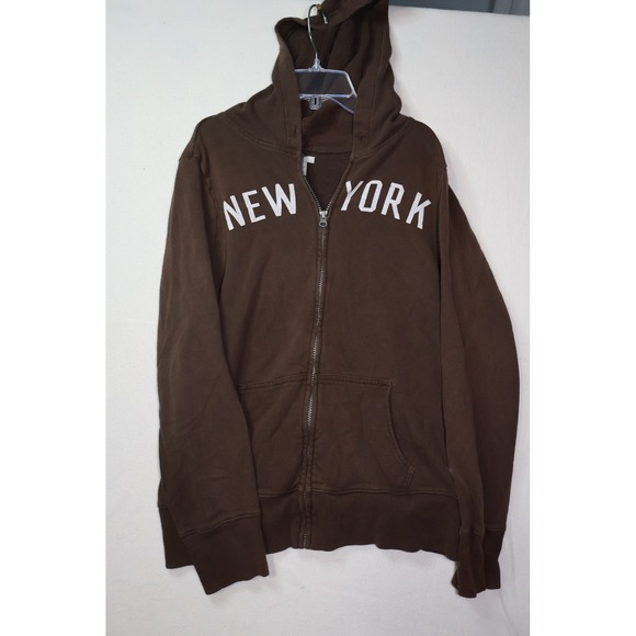 Old Navy Tops - Old Navy Womens Brown New York Graphic Full Zip Hoodie Sweatshirt XL